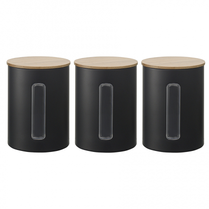 Набор банок для хранения Smart Solutions Kaffi, 1 л, матовые черные, 3 шт.