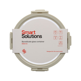 Контейнер Smart Solutions, круглый, с герметичной крышкой, 400 мл, светло-бежевый