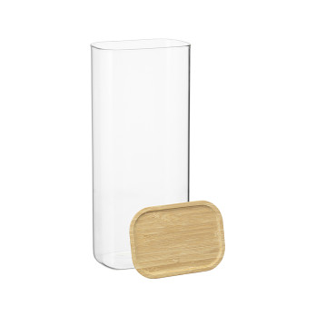 Банка для хранения прямоугольная Smart Solutions Glass Bamboo, 2 л